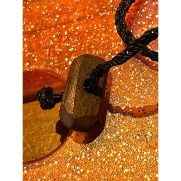 Black Ceramic Pendant Necklace With Knotted Cord - Picture 5 of 6